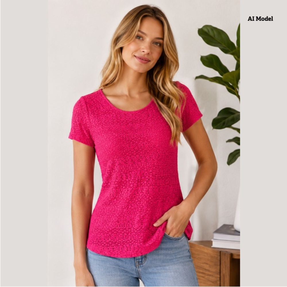 Leo & Nicole - Pink Lace Shirt